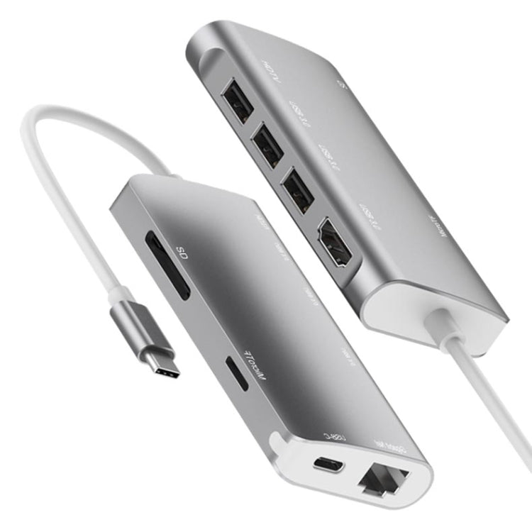 Hub USB-C 8 in 1 con HDMI 4K, USB 3.0, RJ45 e slot SD/TF