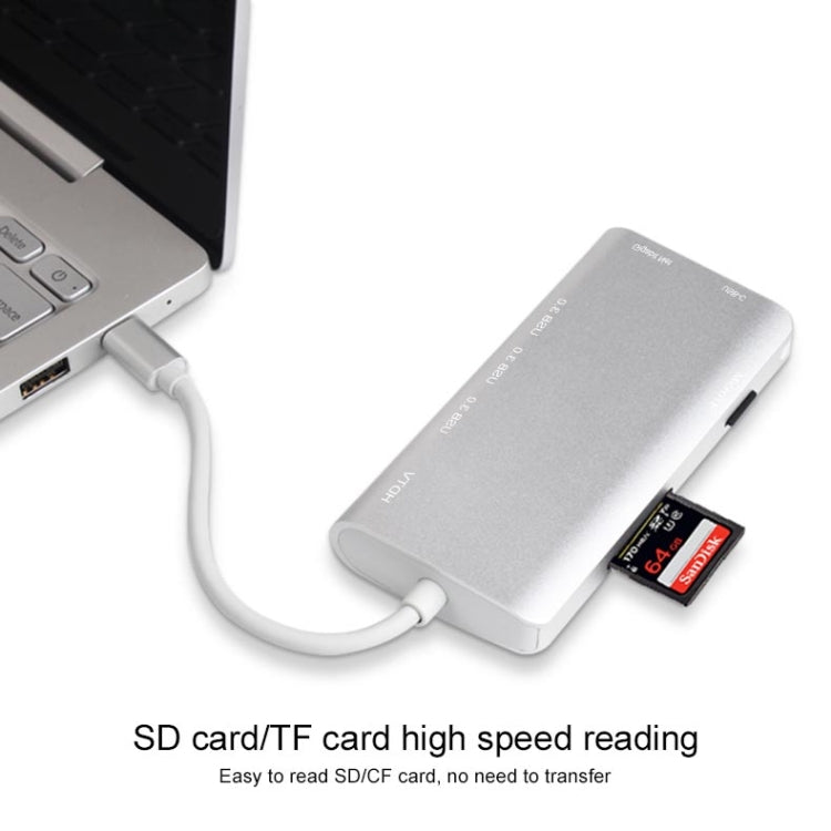 Hub USB-C 8 in 1 con HDMI 4K, USB 3.0, RJ45 e slot SD/TF