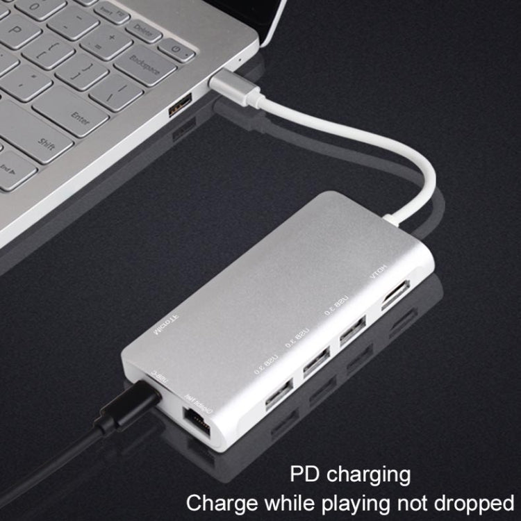Hub USB-C 8 in 1 con HDMI 4K, USB 3.0, RJ45 e slot SD/TF