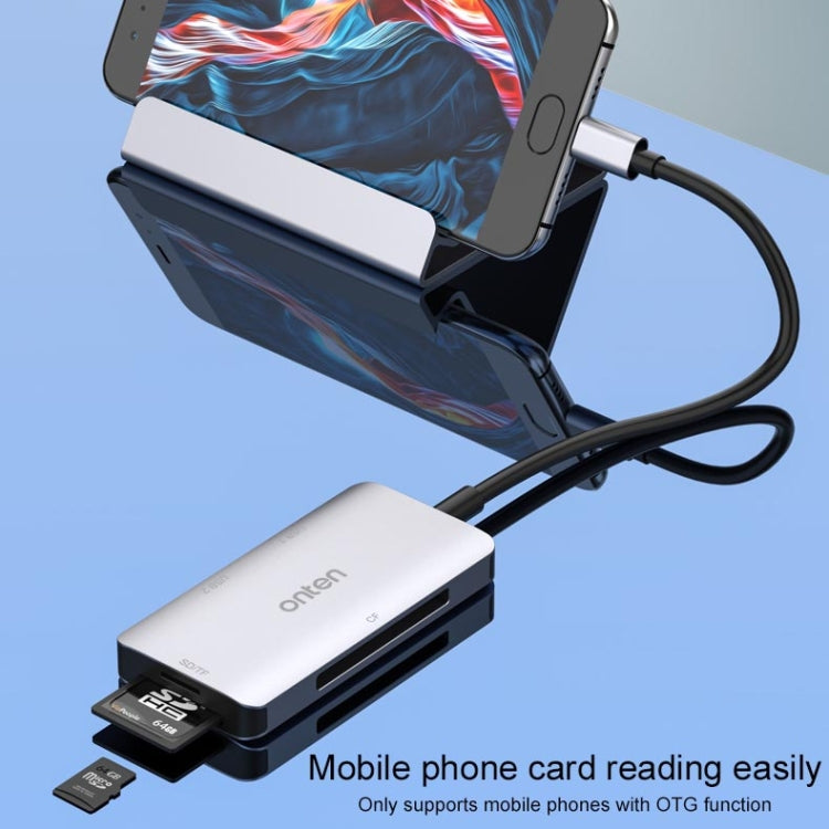 Onten 91882 Lettore di schede multifunzione 5 in 1 USB3.0 x3 + SD + TF + CF Type-C / USB-C OTG