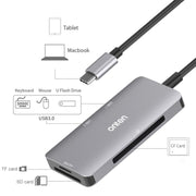 Onten 91882 Lettore di schede multifunzione 5 in 1 USB3.0 x3 + SD + TF + CF Type-C / USB-C OTG