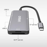 Onten 91882 Lettore di schede multifunzione 5 in 1 USB3.0 x3 + SD + TF + CF Type-C / USB-C OTG