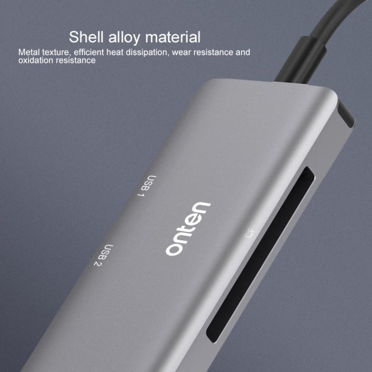 Onten 91882 Lettore di schede multifunzione 5 in 1 USB3.0 x3 + SD + TF + CF Type-C / USB-C OTG