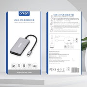 Onten 91882 Lettore di schede multifunzione 5 in 1 USB3.0 x3 + SD + TF + CF Type-C / USB-C OTG