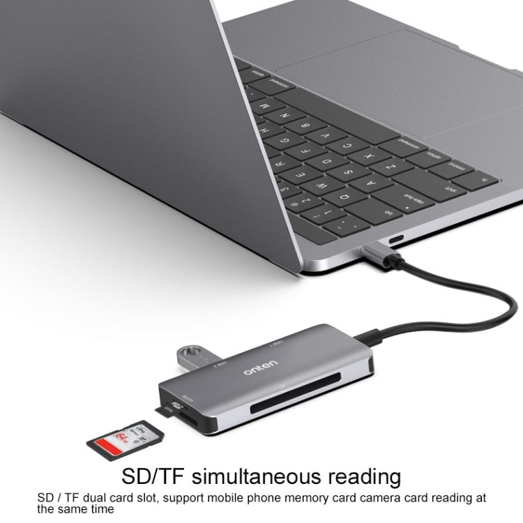 Onten 91882 Lettore di schede multifunzione 5 in 1 USB3.0 x3 + SD + TF + CF Type-C / USB-C OTG