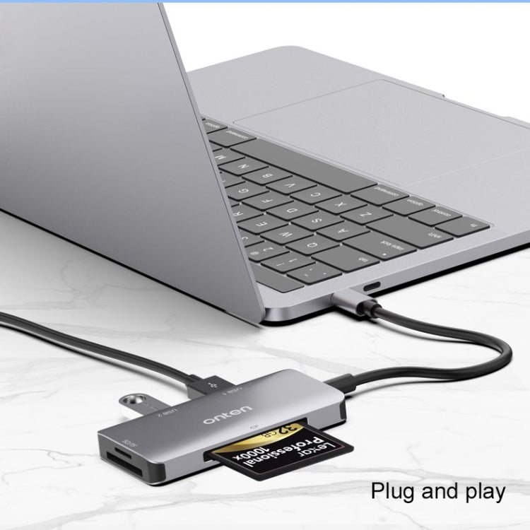 Onten 91882 Lettore di schede multifunzione 5 in 1 USB3.0 x3 + SD + TF + CF Type-C / USB-C OTG