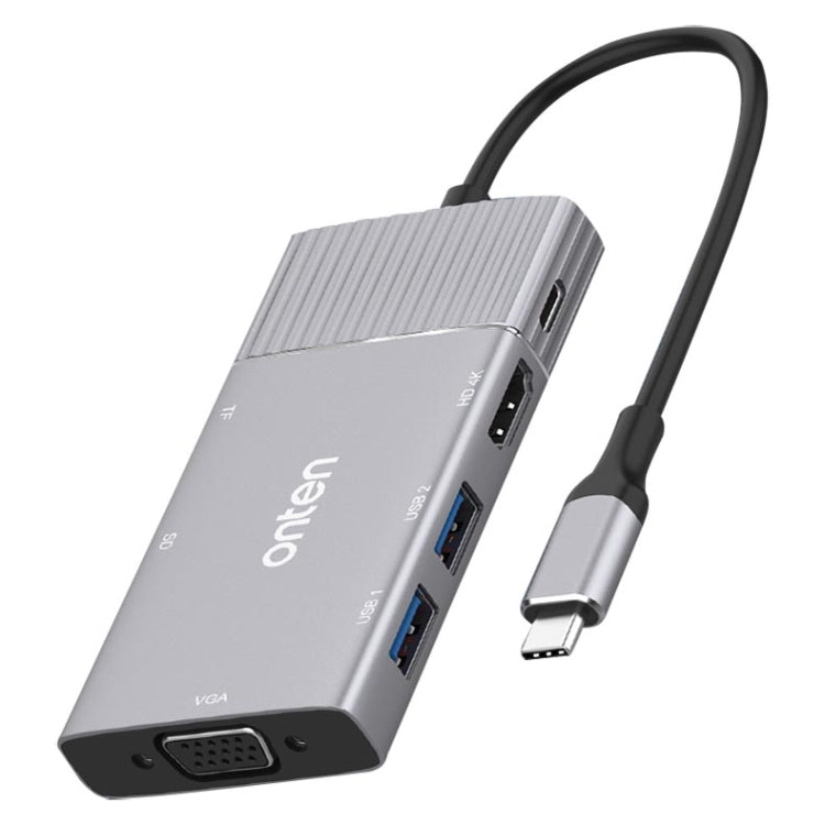 Hub USB-C 8 in 1 con HDMI, VGA, SD, TF e jack 3,5 mm