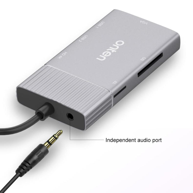 Hub USB-C 8 in 1 con HDMI, VGA, SD, TF e jack 3,5 mm