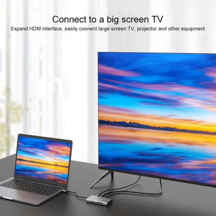 Hub USB-C 8 in 1 con HDMI, VGA, SD, TF e jack 3,5 mm