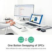 Ugreen USB Switch Selector 2 porte USB condivisione 4 porte USB Switcher Adattatore per mouse, tastiera, stampante, US216