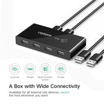 Ugreen USB Switch Selector 2 porte USB condivisione 4 porte USB Switcher Adattatore per mouse, tastiera, stampante, US216