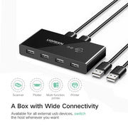 Ugreen USB Switch Selector 2 porte USB condivisione 4 porte USB Switcher Adattatore per mouse, tastiera, stampante, US216