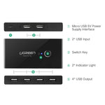 Ugreen USB Switch Selector 2 porte USB condivisione 4 porte USB Switcher Adattatore per mouse, tastiera, stampante, US216