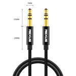 REXLIS 3629 Cavo audio jack AUX per autoradio da 3,5 mm maschio a maschio placcato oro per dispositivi digitali standard AUX da 3,5 mm, lunghezza: 1,8 m, Length: 1.8m