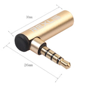 REXLIS BK3567 3,5 mm maschio + 3,5 mm femmina a forma di L gomito a 90 gradi spina placcata oro adattatore di estensione interfaccia audio dorata per dispositivi con interfaccia da 3,5 mm, supporto auricolari con microfono, Gold