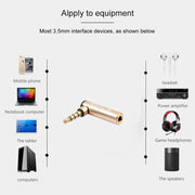 REXLIS BK3567 3,5 mm maschio + 3,5 mm femmina a forma di L gomito a 90 gradi spina placcata oro adattatore di estensione interfaccia audio dorata per dispositivi con interfaccia da 3,5 mm, supporto auricolari con microfono, Gold