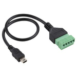 Terminali collegabili Mini 5 pin maschio a 5 pin Connettore USB senza saldatura Cavo adattatore di collegamento senza saldatura, Lunghezza: 30 cm, Mini 5 Pin Male