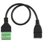 Spina USB femmina a terminali collegabili a 5 pin Connettore USB senza saldatura Cavo adattatore di collegamento senza saldatura, lunghezza: 30 cm, USB Female