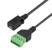Terminali collegabili Micro USB femmina a 5 pin Connettore USB senza saldatura Cavo adattatore di collegamento senza saldatura, Lunghezza: 30 cm, Micro USB Female