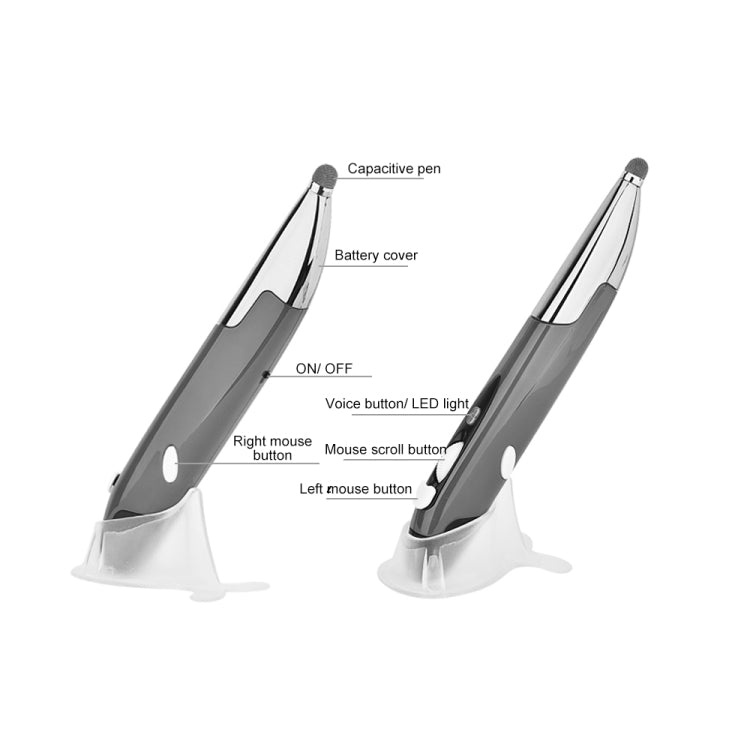 PR-06S Mouse ottico wireless intelligente a 4 tasti con funzione penna stilo, supporta operazioni/traduzioni vocali, Support Voice Operation / Translation Grey, Support Voice Operation / Translation Blue, Support Voice Operation / Translation Red