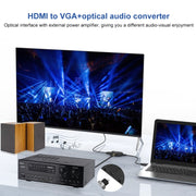 Onten 35165 Convertitore audio da HDMI a VGA + ottico per altoparlante/TV/computer