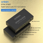 Onten 37507 Connettore per altoparlante commutatore audio ottico digitale 3 ingressi 1 uscita, 37507