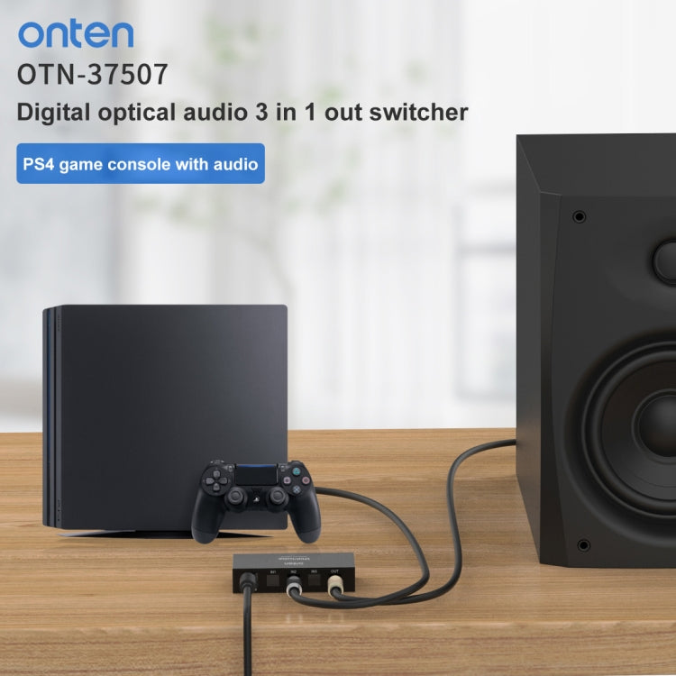 Onten 37507 Connettore per altoparlante commutatore audio ottico digitale 3 ingressi 1 uscita, 37507