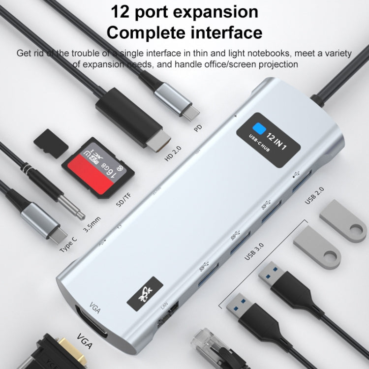 Adattatore HUB USB-C 12 in 1 con docking station a gomito