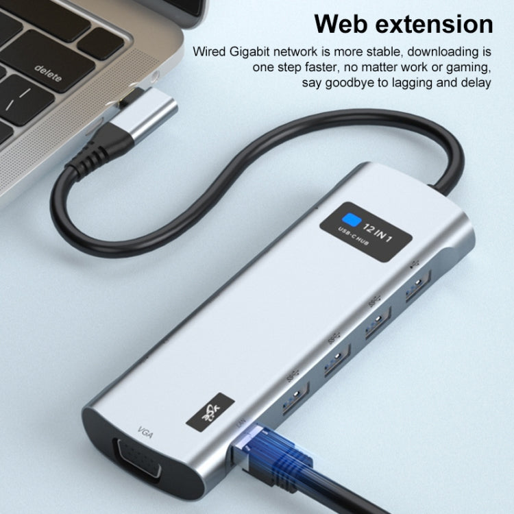 Adattatore HUB USB-C 12 in 1 con docking station a gomito
