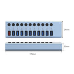 Splitter HUB USB 3.0 11 in 1 con interruttore indipendente e alimentatore 12V 4A, 11 USB 3.0