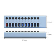 Splitter HUB USB 3.0 11 in 1 con interruttore indipendente e alimentatore 12V 4A, 11 USB 3.0