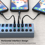 Splitter HUB USB 3.0 11 in 1 con interruttore indipendente e alimentatore 12V 4A, 11 USB 3.0