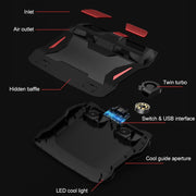SSRQ-021S Luce rossa + Adattatore Versione Flank Glowing Radiatore per laptop a doppia ventola Base per computer regolabile a due velocità per laptop sotto i 18 pollici, presa americana, Red Light + Adapter Version