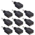 10 connettori adattatori maschio-femmina USB da 3,5x1,35 mm, 3.5x1.35mm Male to USB Female