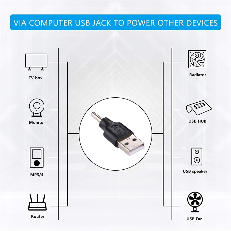 10 connettori adattatori maschio da maschio a USB da 3,5x1,35 mm, 3.5x1.35mm Male to USB Male