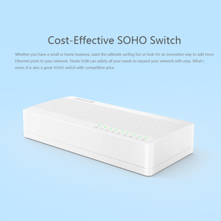 Tenda S108 Switch di rete Fast Ethernet 8 porte 10/100Mbps LAN HUB, Tenda SG108 8 Ports White