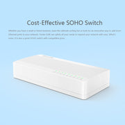 Tenda S108 Switch di rete Fast Ethernet 8 porte 10/100Mbps LAN HUB, Tenda SG108 8 Ports White