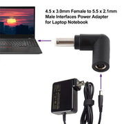 Adattatore di alimentazione per interfacce maschio da 4,5 x 3,0 mm femmina a 5,5 x 2,1 mm maschio per notebook portatile