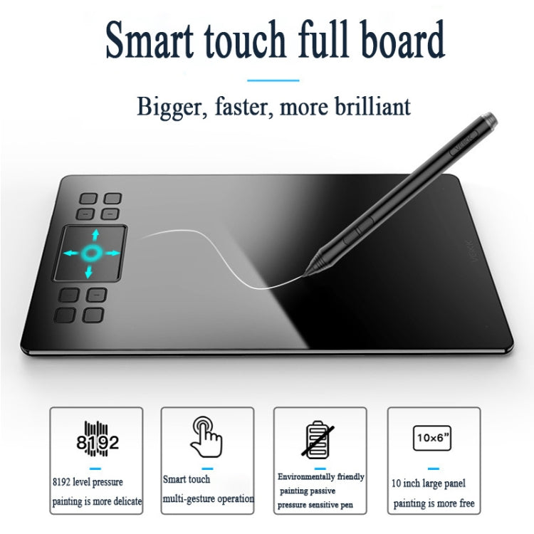 VEIKK A50 Tavoletta grafica elettronica Smart Touch da 10x6 pollici 5080 LPI, con interfaccia Type-c, A50