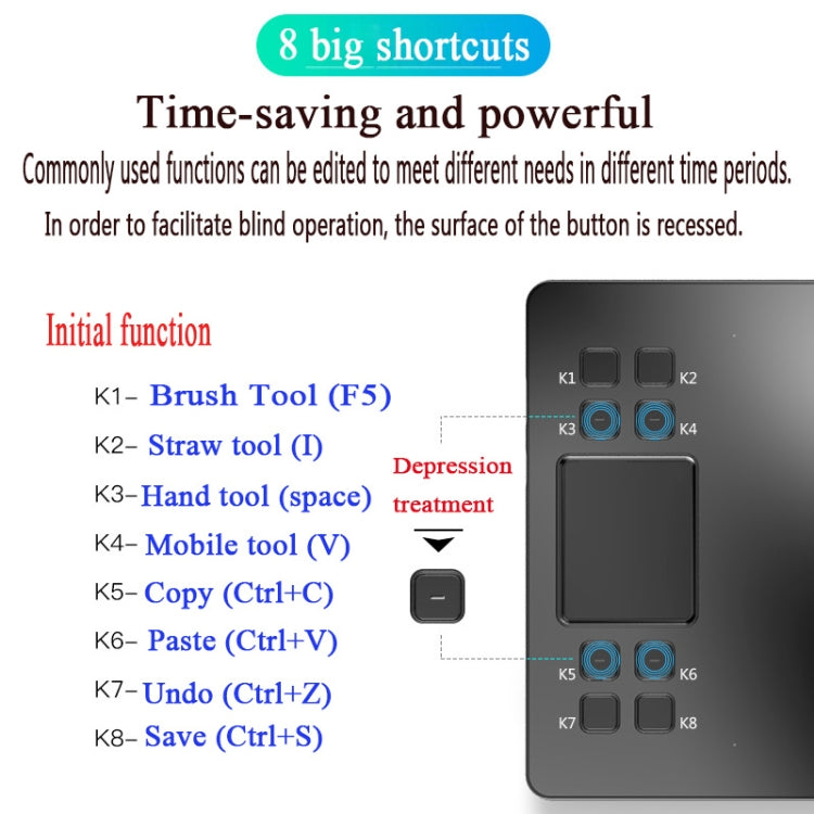 VEIKK A50 10x6 inch 5080 LPI Smart Touch Electronic Graphics Tablet with Type-c Interface, A50