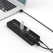 ORICO P10-U2 HUB USB 2.0 a 10 porte con indicatore di alimentazione LED e cavo USB da 1 m (nero)