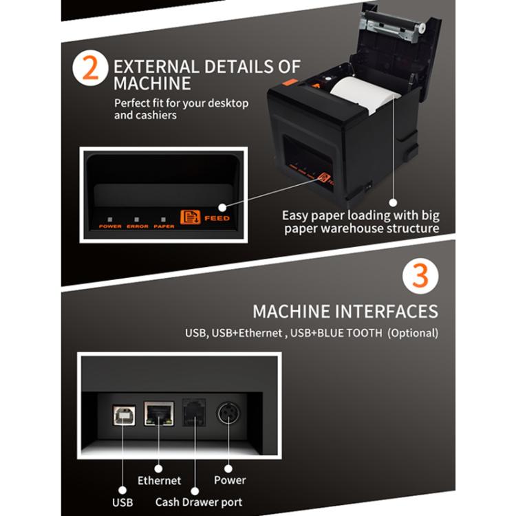 Stampante termica per ricevute 80mm USB e LAN ZJ-8360 II