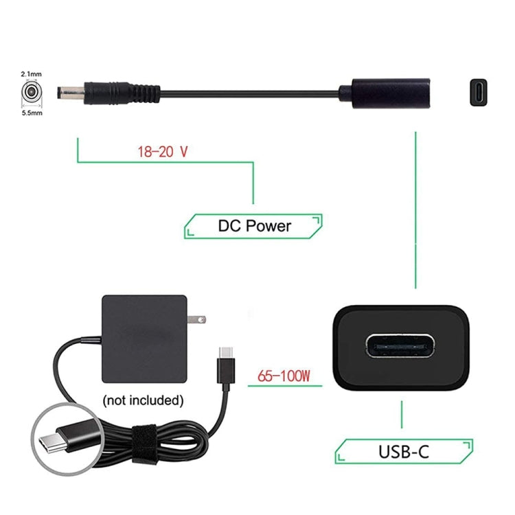 Cavo adattatore USB-C a 5,5 x 2,1 mm 17 cm