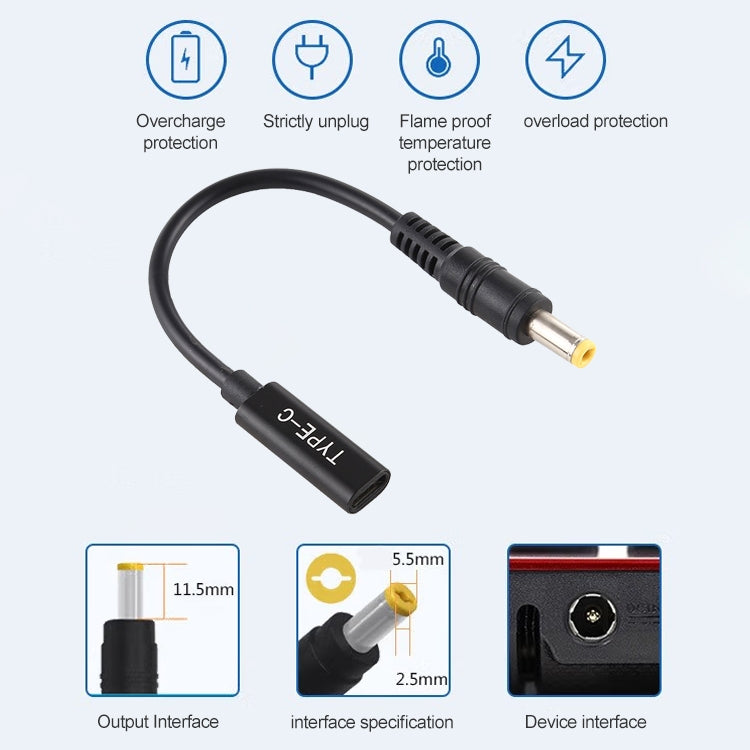 Cavo adattatore USB-C a 5,5 x 2,5 mm, 17,5 cm