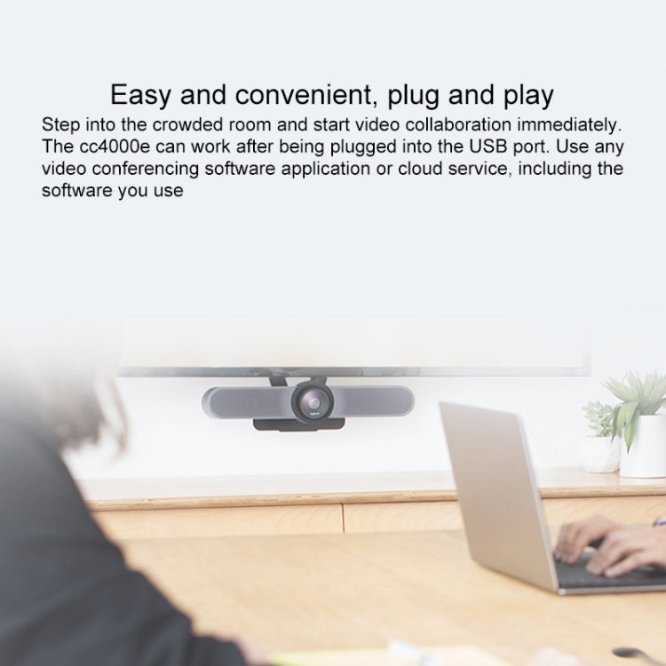 Logitech CC4000e Telecamera per conferenze 4K grandangolare da 12,0 milioni di pixel, 120 gradi, presa europea
