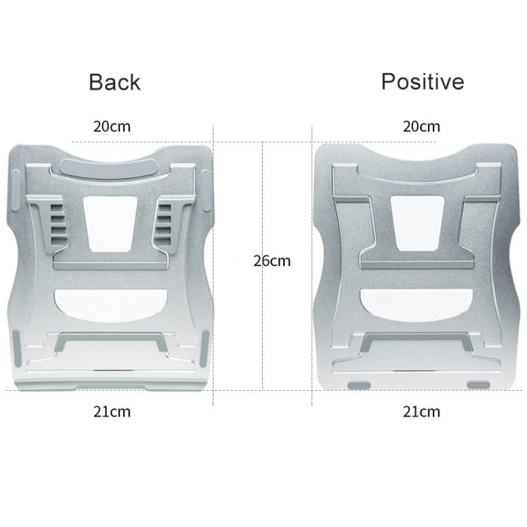 Staffa per laptop semplice portatile da tavolo con supporto di raffreddamento in lega di alluminio, supporto a sei stadi, dimensioni: 21x26 cm