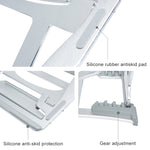 Staffa per laptop semplice portatile da tavolo con supporto di raffreddamento in lega di alluminio, supporto a sei stadi, dimensioni: 21x26 cm