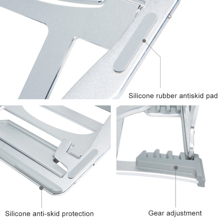 Staffa per laptop semplice portatile da tavolo con supporto di raffreddamento in lega di alluminio, supporto a sei stadi, dimensioni: 21x26 cm