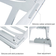 Staffa per laptop semplice portatile da tavolo con supporto di raffreddamento in lega di alluminio, supporto a sei stadi, dimensioni: 21x26 cm