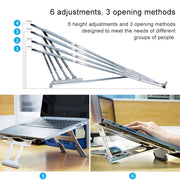 Staffa per laptop semplice portatile da tavolo con supporto di raffreddamento in lega di alluminio, supporto a sei stadi, dimensioni: 21x26 cm